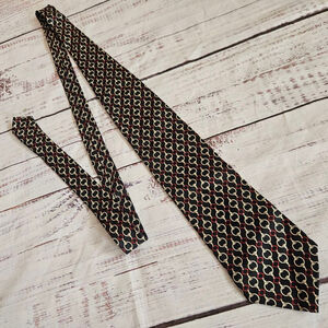 Paola Gucci Black Red Chain Link Mens Silk Tie